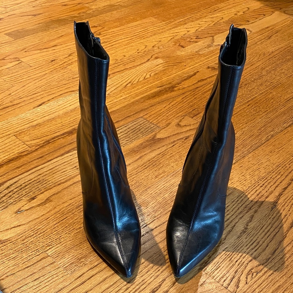 Nine West Black Leather Ankle Boots